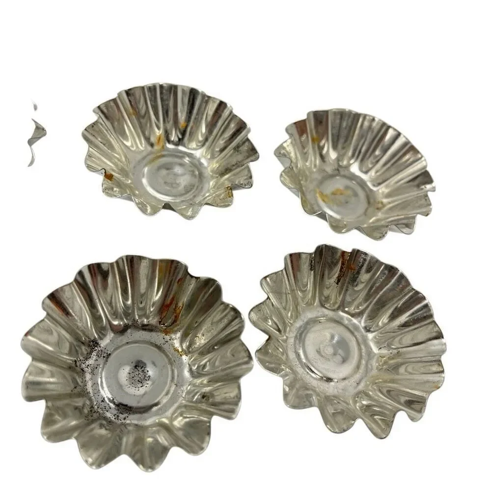 Vintage Sweden Ribbed Fluted Mini Aluminum Tartlet Mold Lot of 42 Various Shapes